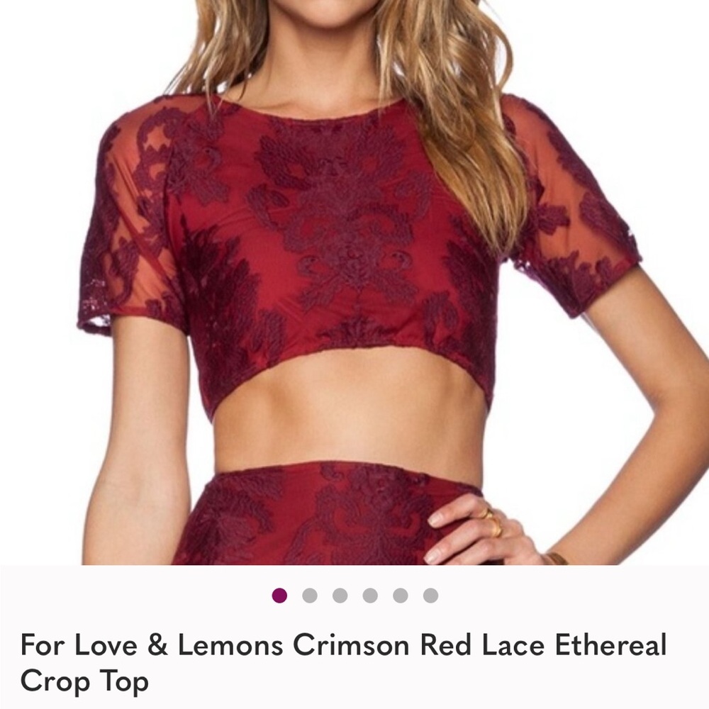 For Love And Lemons Ethereal  Crimson Lace Crop Top